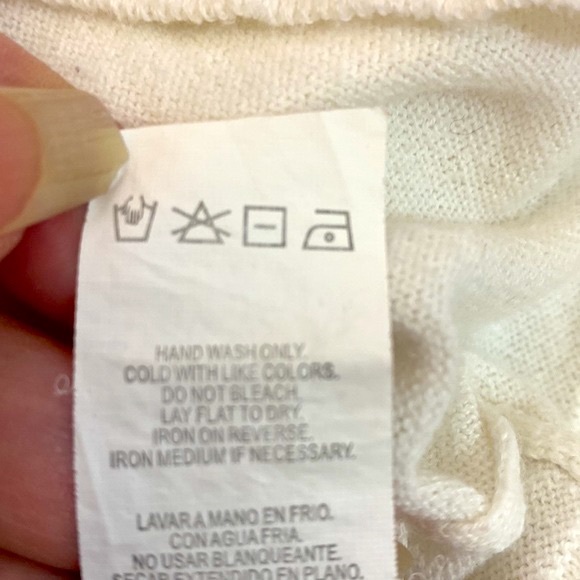 JustFab creamy white sweater top with unique open sleeves tie at the elbows - Picture 6 of 6